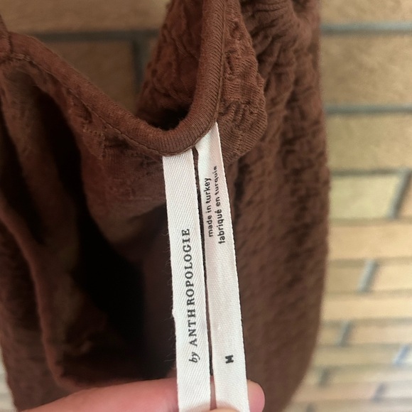 Anthropologie Marisol Ruffled Halter Top‎ Textured Brown Medium Summer Stretchy - Picture 5 of 7